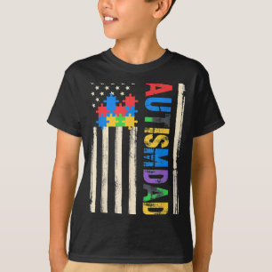 Camiseta Pai Autista Peças de Puzzle de Consciencialização