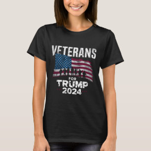 Camiseta Pai Avô Veteranos Para Trump 2024 Bandeira America