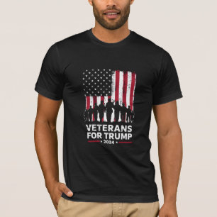 Camiseta Pai Avô Veteranos Para Trump 2024 Bandeira America