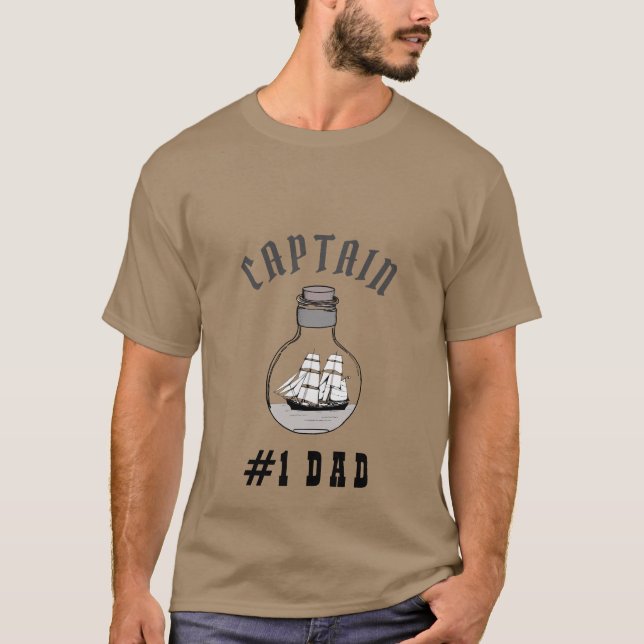 Camiseta Pai Azul Pai Moderno Capitão Khaki (Frente)