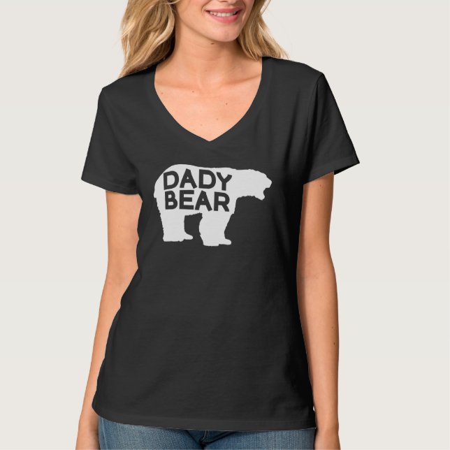 Camiseta Pai Bear Cubs Família Padre Crianças Gêmeos Animal (Frente)