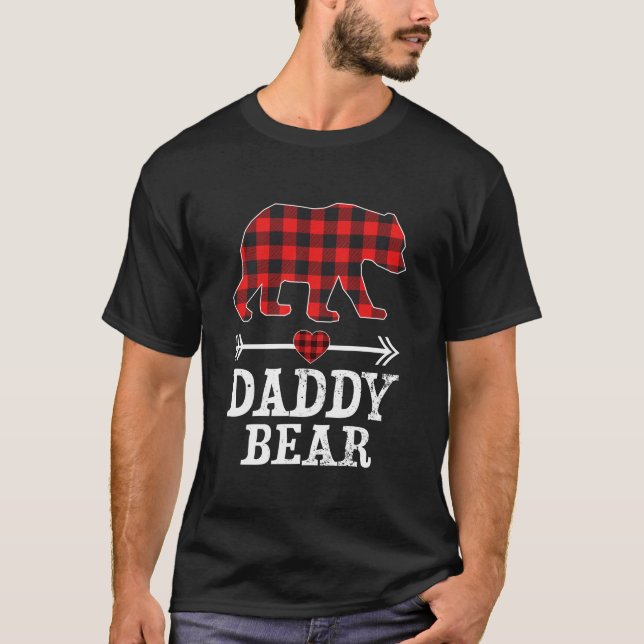 Camiseta Pai Bear Natal Pajama Red Xadrez Buffalo (Frente)