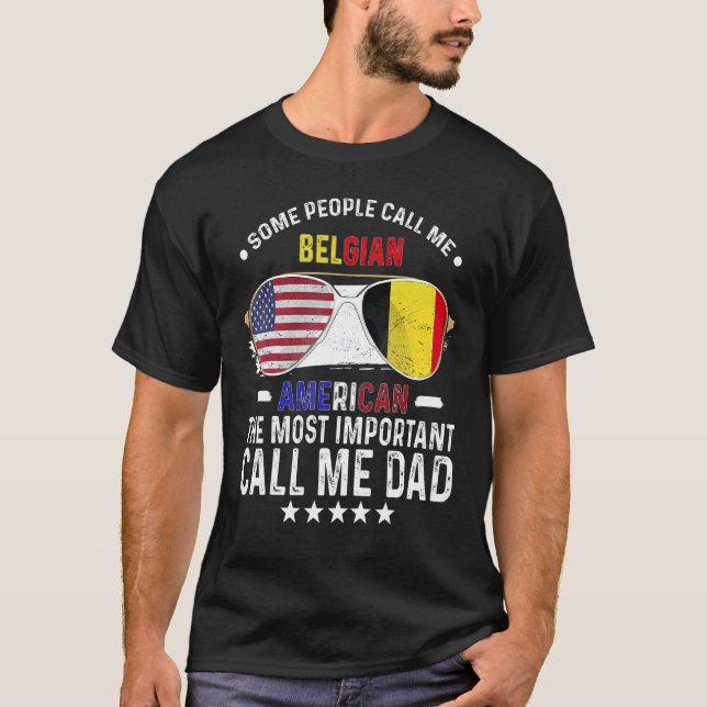 Camiseta Pai Belga Bélgica Dia dos Pais Papai Belga Ameri (Frente)