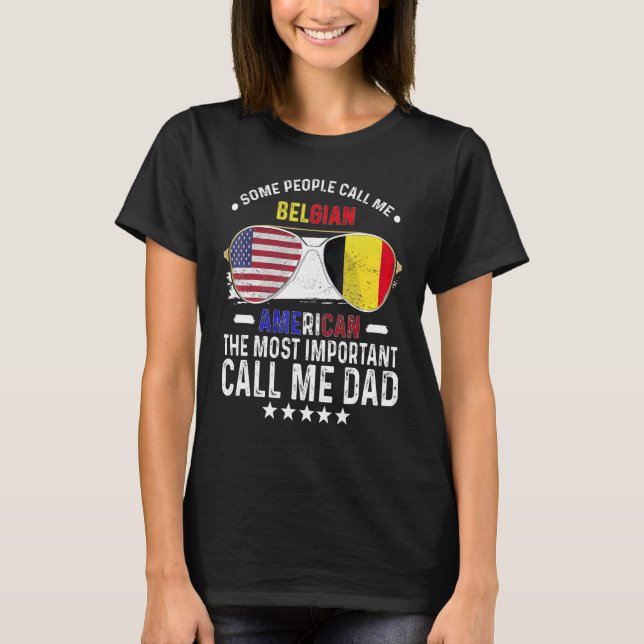 Camiseta Pai Belga Bélgica Dia dos Pais Papai Belga Ameri (Frente)