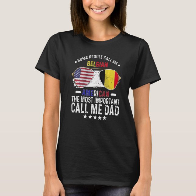 Camiseta Pai belga Dia de os pais Papa Belga Ameri (Frente)