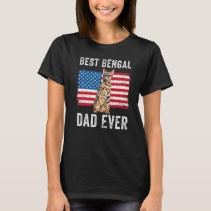 Camiseta Pai Bengal American Flag Bengal Cat Owner Gatinho