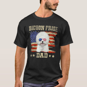 Camiseta Pai Bichon Frisé Merica Bandeira Americana Cães Ho