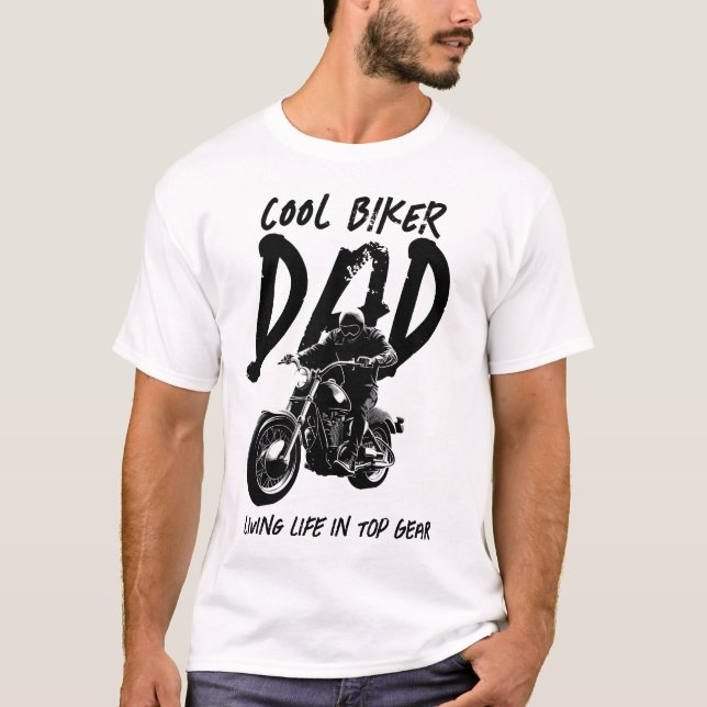 Camiseta Pai Biker | DIA DE OS PAIS | Base de base clara (Frente)
