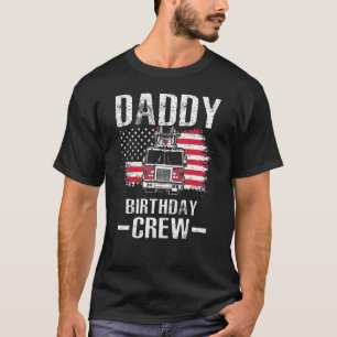 Camiseta Pai Birthday Crew Fireman American Flag Thin Red
