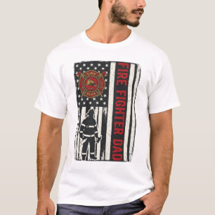 Camiseta Pai Bombeiro Desenho Vetorial de Bandeira Angustia