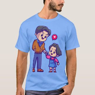 Camiseta Pai Bonito Com Um Cartoon De Filha