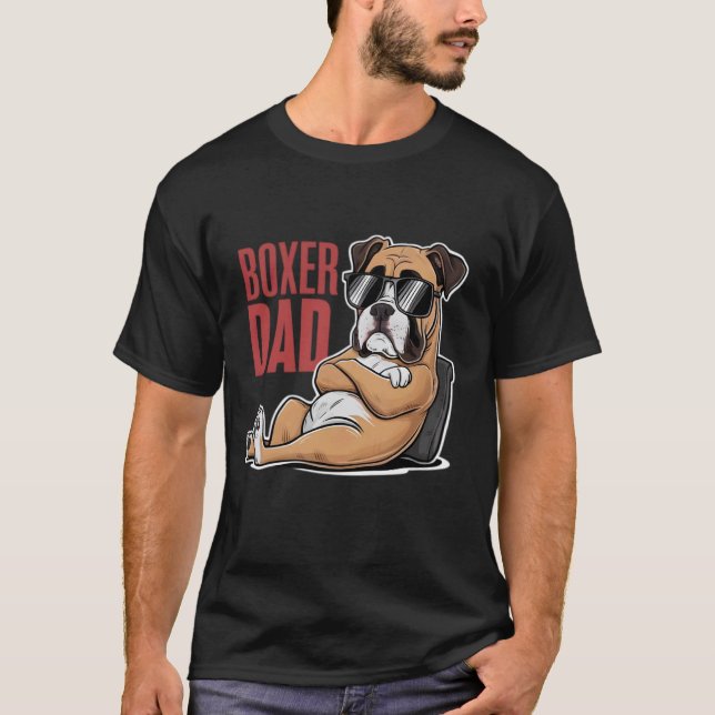 Camiseta Pai Boxer de Óculos de Sol Amante de Cães com Visu (Frente)