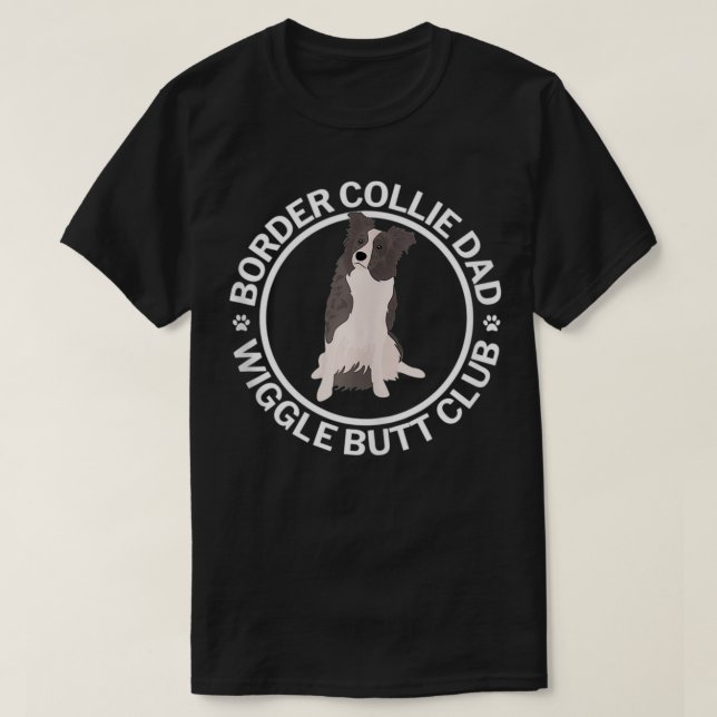Camiseta Pai branco e azul da borda do Merle Collie Bumbum  (Frente do Design)