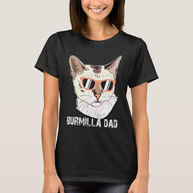 Camiseta Pai Burmilla Para Proprietários De Gato Dia de os  (Frente)