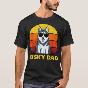 Camiseta Pai cachorro Husky Siberiano Mens Pôr do sol Vinta