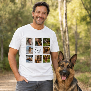 Camiseta Pai cachorro papai colagem de fotos branco