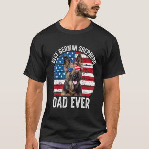 Camiseta Pai Cachorro Pastor Alemão Patriótico Americano Ba