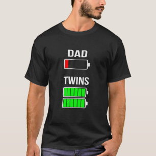 Camiseta Pai cansado Gêmeos de bateria fraca Cheio Encarreg