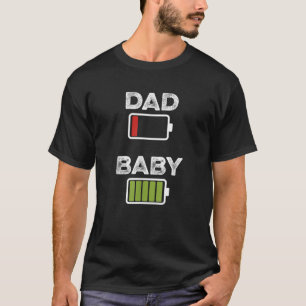 Camiseta Pai Cansado Mens Baixa Bateria Cheio Bebê Engraçad