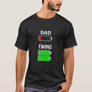 Camiseta Pai Cansado Mens Cores de bateria Baixa Carga engr