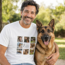 Pai cão GSD papai fotocolagem branco