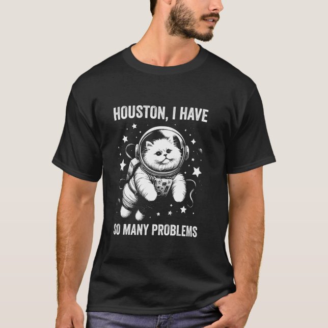 Camiseta Pai Cat Mãe Espaço Houston Problema Ragdoll (Frente)
