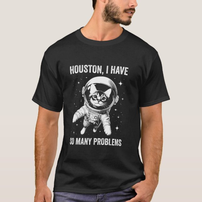 Camiseta Pai Cat Mãe Espaço Houston Problema Somali (Frente)
