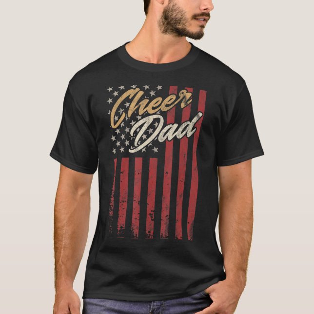 Camiseta Pai cheerleader Cheque Pai American Flag School (Frente)