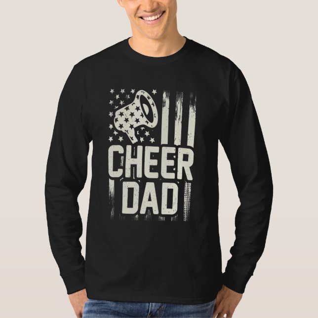 Camiseta Pai Cheerleader  Pai de Cheerleader Bandeira Ameri (Frente)