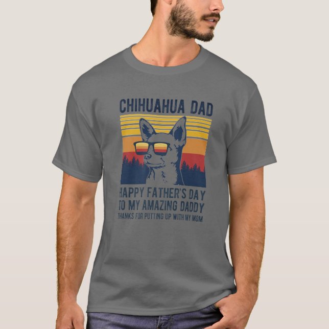 Camiseta Pai Chihuahua Feliz Dia de os pais Para Meu Incrív (Frente)