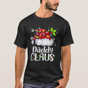 Camiseta Pai Claus Santa Hat Família Natal Light Xmas
