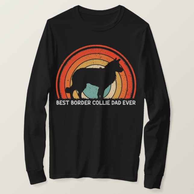 Camiseta Pai Collie de Melhor Limite do Estilo Retro da Men (Frente do Design)