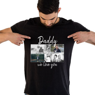 Camiseta Pai com Crianças e Colagem de Fotos de Pai Famili