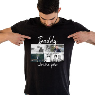 Camiseta Pai com Crianças e Colagem de Fotos de Pai Familia