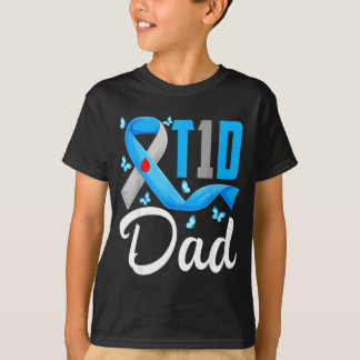 Camiseta Pai com DTD diabetes tipo 1 laço azul cinza