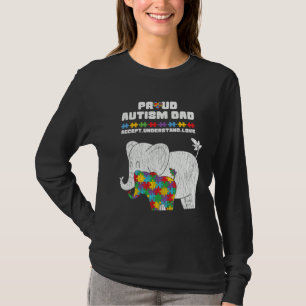 Camiseta Pai Conscientização do Autismo Aceita Orgulhoso Fi