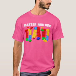 Camiseta Pai Construtor Mestre Brinquedos de Tijolo Família