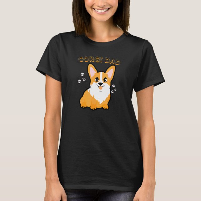 Camiseta Pai Corgi   Cão Corgi e Cachorrinho (Frente)