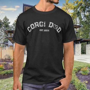 Camiseta Pai Corgi Coração Pata Envelhecido Branco