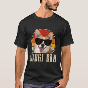 Camiseta Pai Corgi Vintage Óculos de sol Funny Corgi Propri