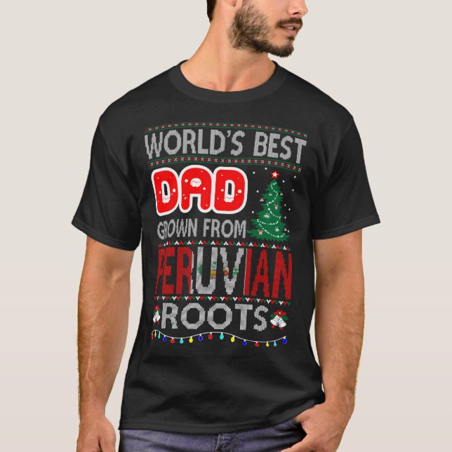 Camiseta Pai Cresceu Raízes Peruanas no Natal Doce Feio (Frente)