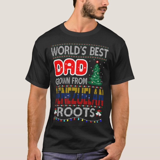Camiseta Pai cresceu venezuelano revolta o Natal suado (Frente)