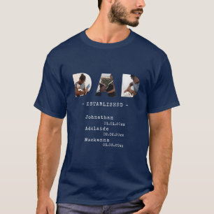 Camiseta Pai Crianças Estabelecidas Nome Data de Nascimento
