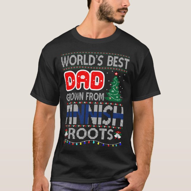 Camiseta Pai Cultivou Raízes Finlandesas de Natal Doce Feio (Frente)