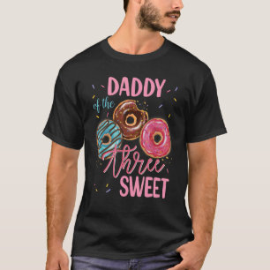 Camiseta Pai Da Doce Festa de aniversário Da 3ª Rosquinha