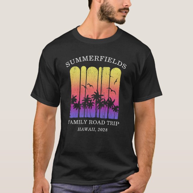 Camiseta Pai da Família Aloha Retro Tropical Road Trip Matc (Frente)