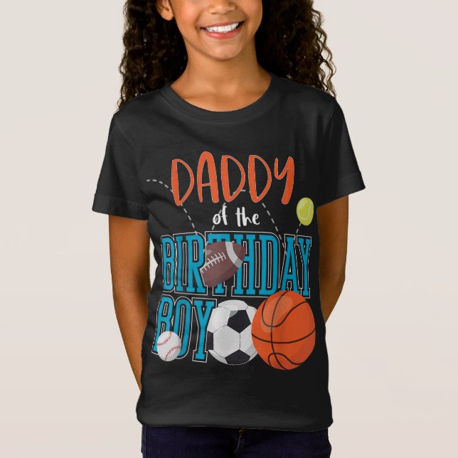 Camiseta Pai Da Família Aniversário De Esportes De Menino (Frente)