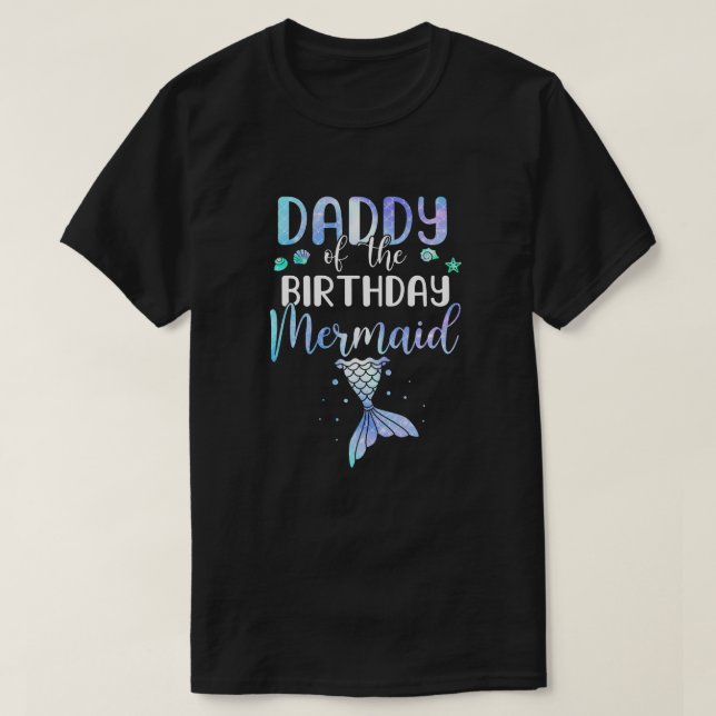 Camiseta Pai Da Família Aniversário De Sereia (Frente do Design)