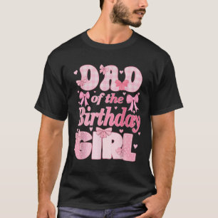 Camiseta Pai Da Família Birthday Girl Pink Coquette Arco