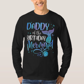 Camiseta Pai Da Família De Sereias De Aniversário